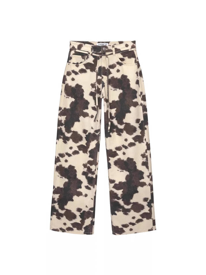 High-Rise Relaxed Cow Print Jeans