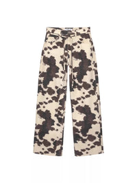 High-Rise Relaxed Cow Print Jeans