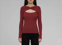 Twist-Neck Ribbed Sweater