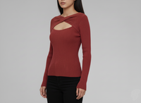 Twist-Neck Ribbed Sweater