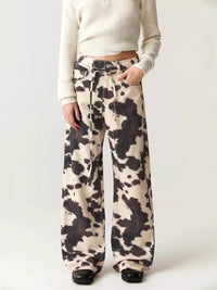 High-Rise Relaxed Cow Print Jeans