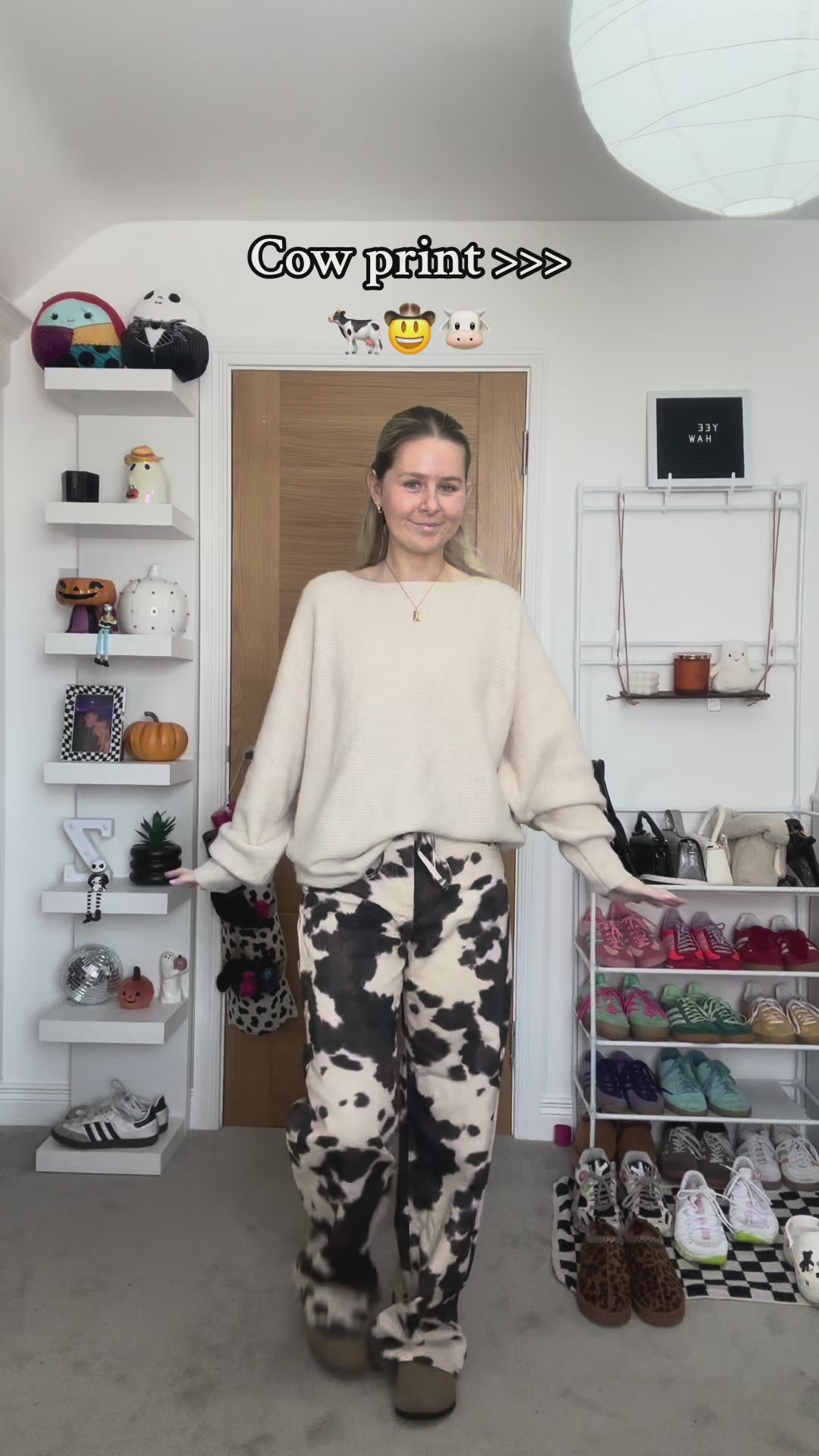 High-Rise Relaxed Cow Print Jeans video