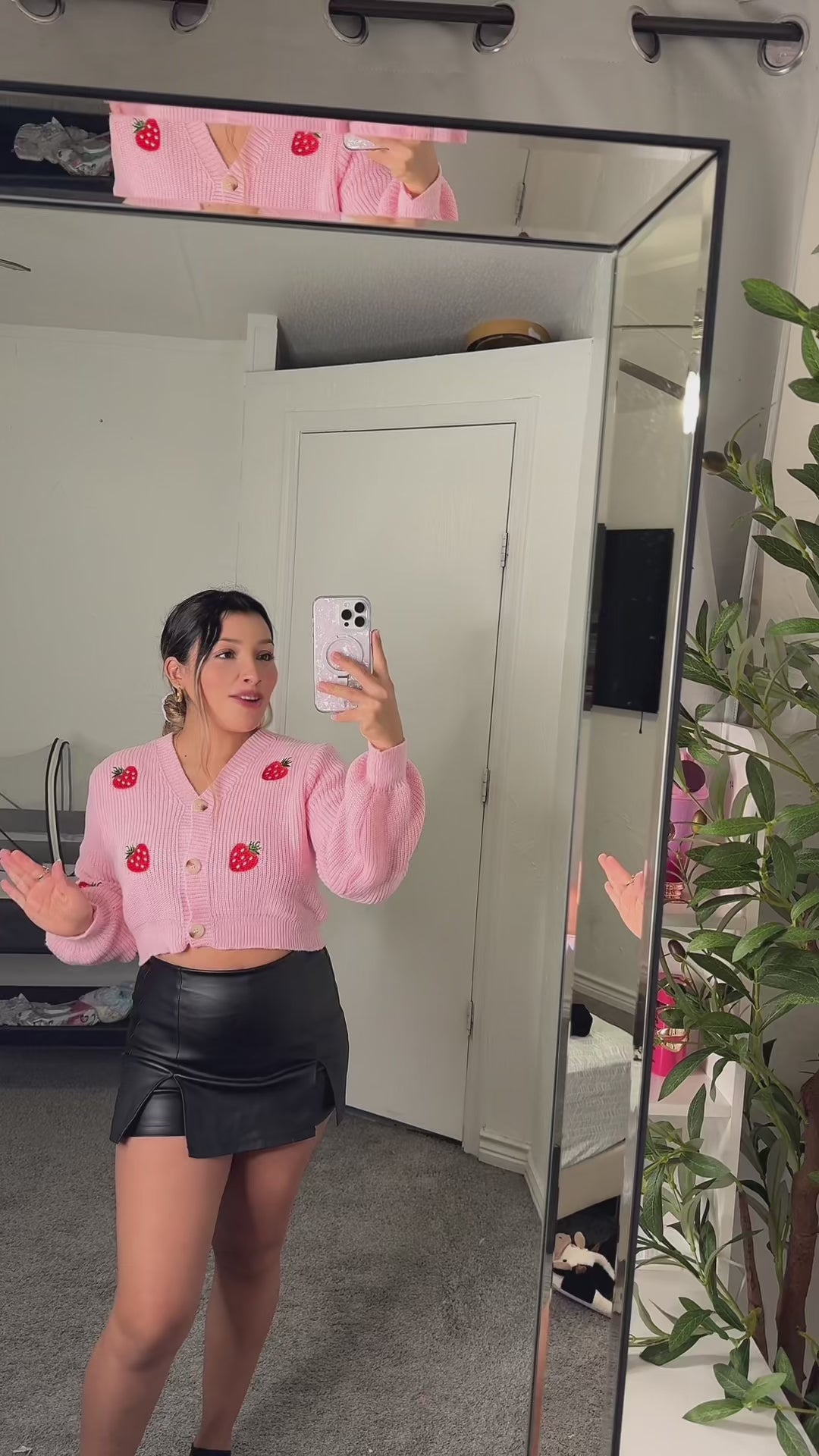 Split-hem faux-leather skort video