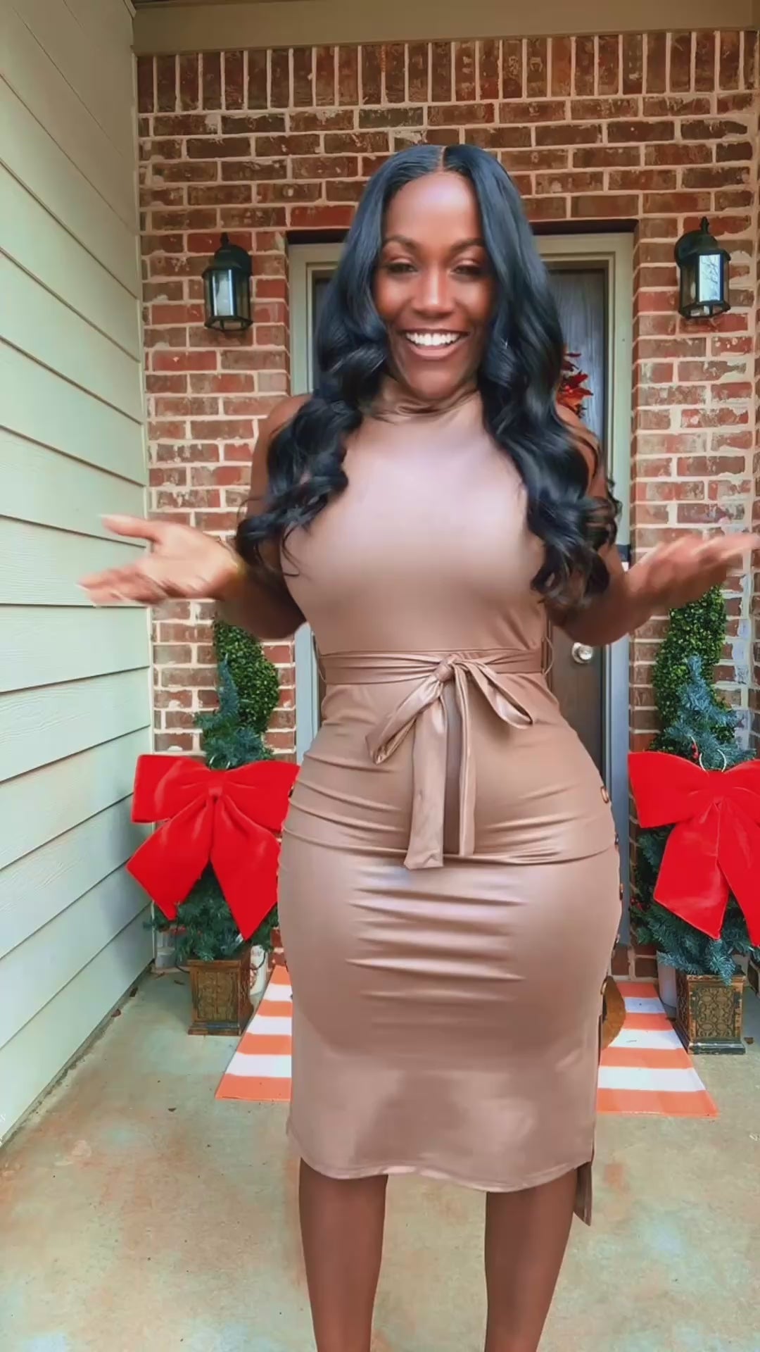 SculptFit Leather-Look Stretch Dress video